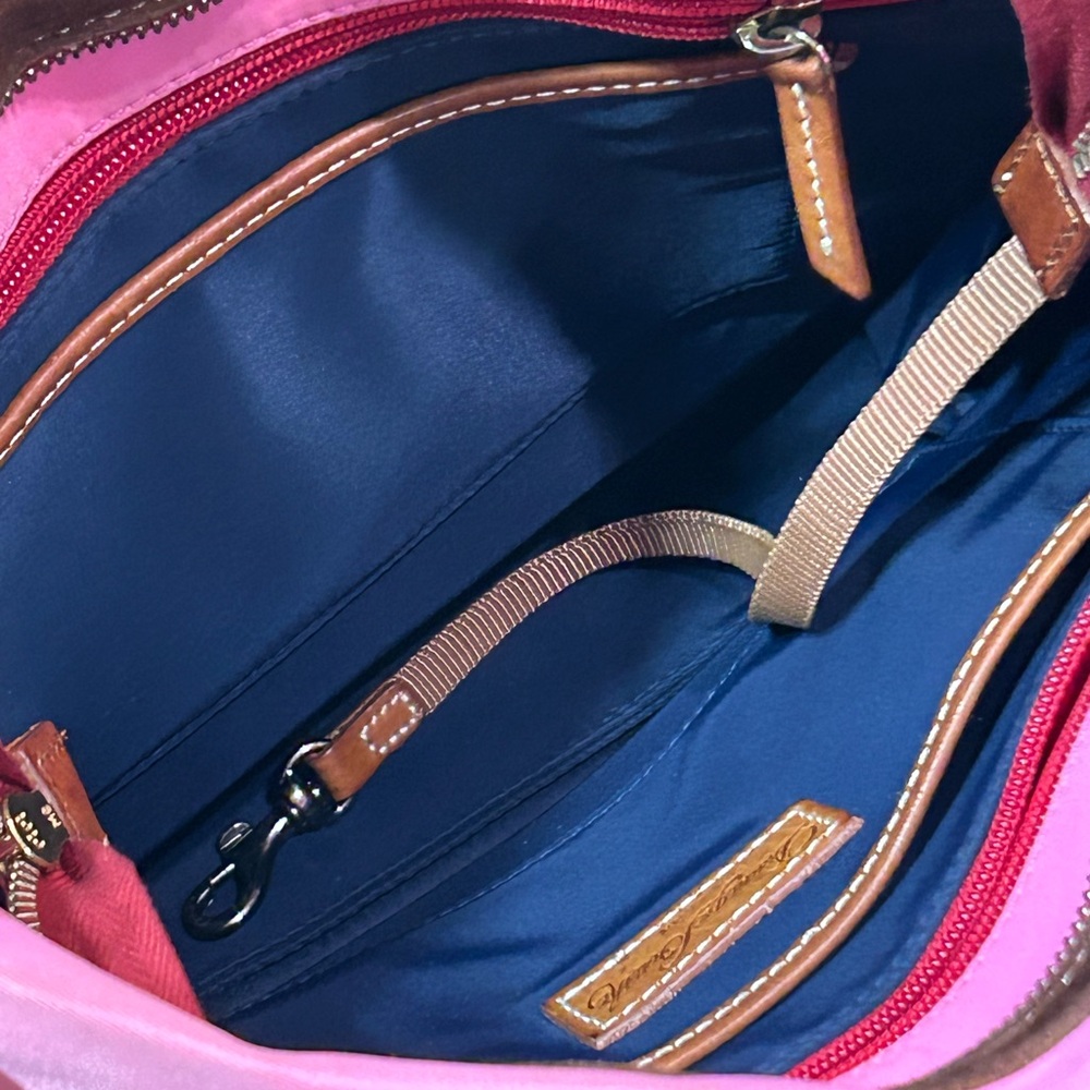 Dooney & Bourke Pink Nylon Bag Purse with Leather Handles and Crossbody Strap - Picture 8 of 15